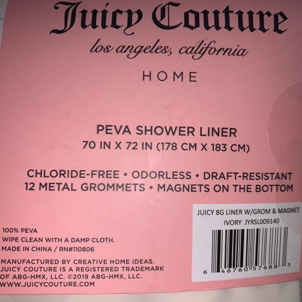 NWT Juicy Couture Peva Shower Liner/Curt
